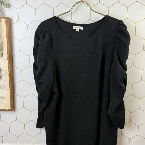 Max Studio Black Textured Puff Ruched Long Sleeve Top - Size - XL - Picture 5 of 5